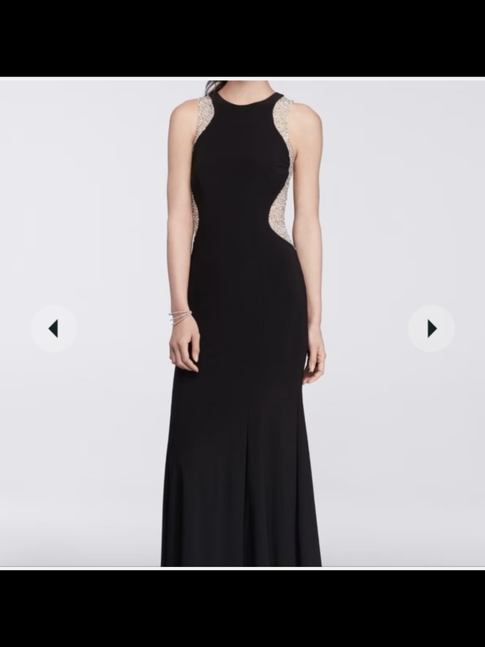 Black Evening Gown with Crystal Side Insets